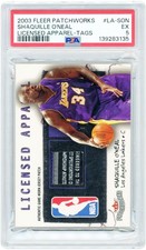 Shaquille O'Neal Lakers 2003-04 Fleer Patchworks Licensed LA-SON 8/10 PSA 5 Card
