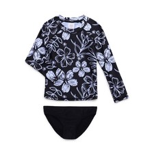 Wonder Nation Girls Rash Guard and Bottoms Swimsuit Set with UPF 50 , Size 6 -6X