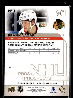 2024-25 Upper Deck Pros and Prospects Gold Frank Nazar Rookie