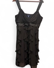 Chaps Black Ruffle Sleeveless Formal Dress Size 14