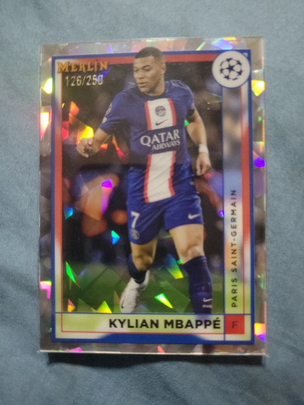 2022-23 Topps Merlin Chrome Kylian Mbappe Atomic Refractor/250 Rc #105