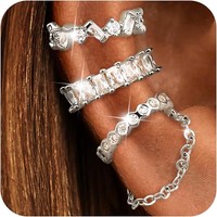 Ear Cuff Ohrringe Set FüR Damen Ohne Piercing Clip Ohrklemmen Verstellbar 3