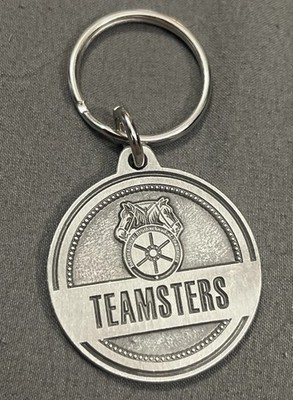 IBT Teamsters Keychain Fob Ring Union Workers Satin Pewter Finish 1.5 