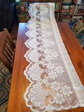 Off White Lace Valance Flowers 18W" X 62"L 1 Piece