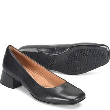 NIB Sofft Women's Lillian Block Heel Leather Pump in Black