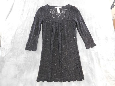 Diane von Furstenberg Dress Womens 4 Black Lace Sheath Sheer Scallop Capsule