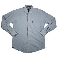 Chaps Ralph Lauren Mens Button Down Shirt Medium Blue 100% Cotton Made in USA