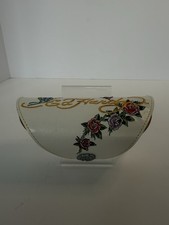 Ed Hardy Sunglass Case White Embroidered Roses.