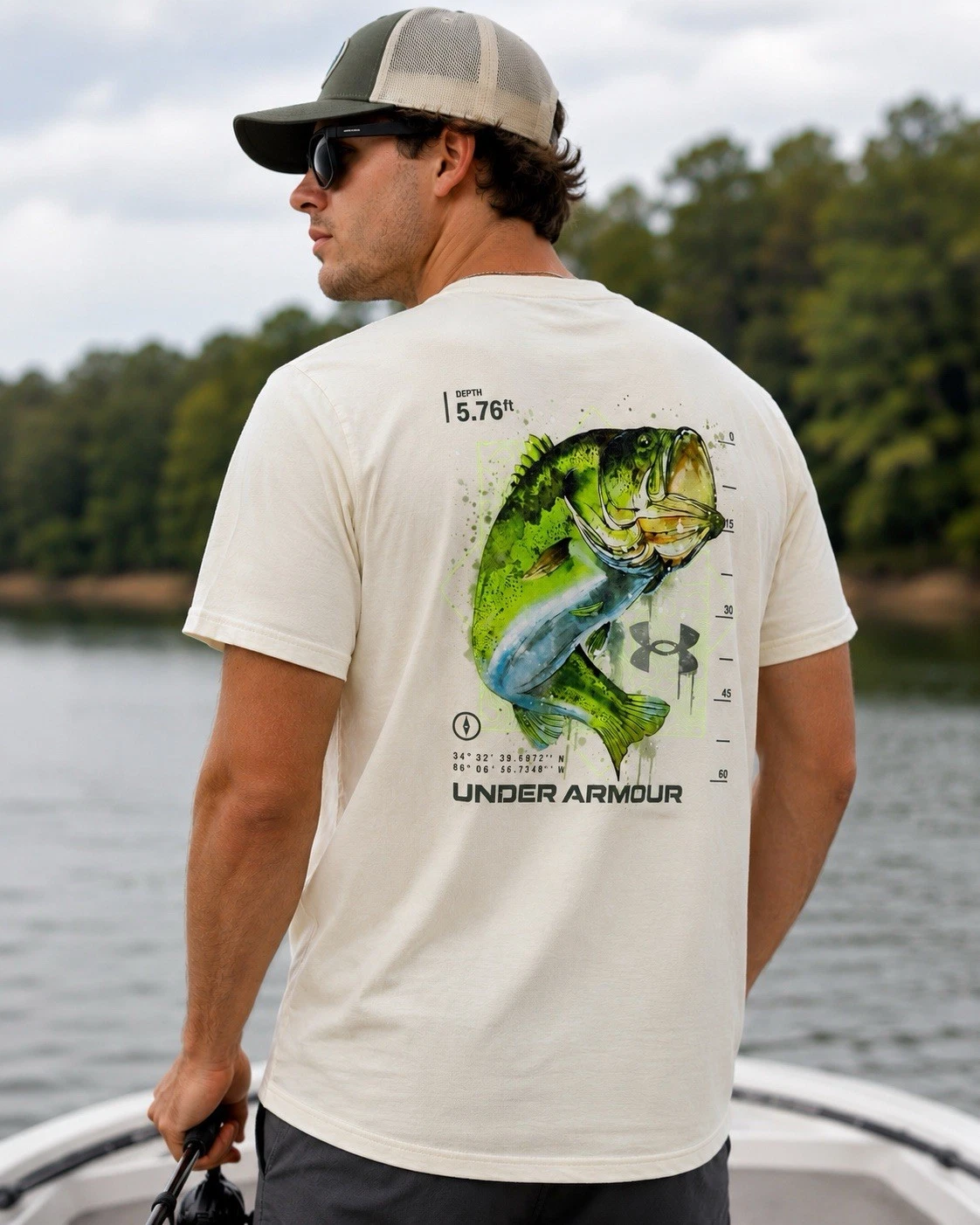 Under Armour Fish Freshwater DVSN T-Shirt Men's Small Bass Graphic Tee