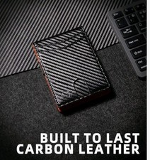 Men's Slim PopUp Bifold Carbon Fiber Wallet, RFID Blocking, Money Clip, 10 Cards