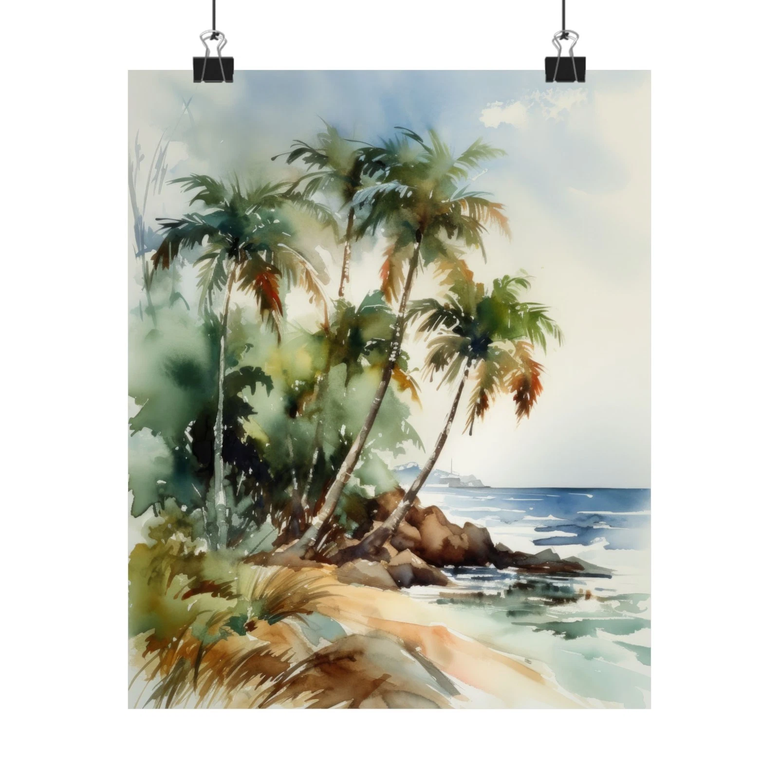 Beach Palm Trees Poster, Coastal Wall Art Print, Ocean Tropical Print 11
Opens in a new window or ta