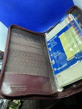 Vtg Rolodex Planner Brown Genuine Leather Personal Zipper Organizer w/ Inserts