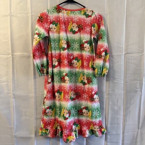 Girls M JoJo Siwa Christmas Flannel Nightgown Yorkie Dog Holiday Pajamas Pjs - Picture 4 of 4