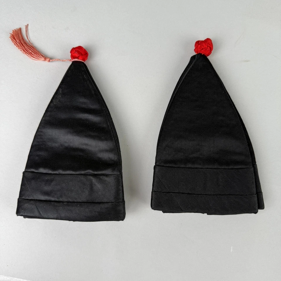 Juego de 2 gorras japonesas vintage estilo pastillero rayón negro gorra asiática talla 7 Foto 2 de 4