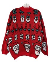 VTG Croquet Club Women's Medium Sweater Not Ugly Christmas Santa Reindeer 90s