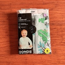 Bonds Baby Grey Green Leaves Jungle Long Sleeve Zip Wondersuit Size 0 BNIP