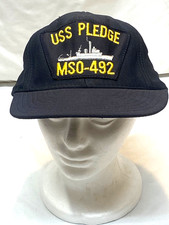 VINTAGE USS PLEDGE MSO-492 SHIP HAT CAP. US NAVY. MADE IN USA