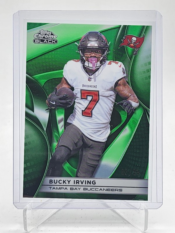 BUCKY IRVING 2025 TOPPS CHROME BLACK GREEN REFRACTOR /99 #96 BUCCANEERS Q7485
