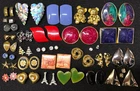 30 Pairs Vintage Mod Pierced Stud Earrings Lot Mixed Costume Jewelry Bulk #9