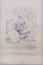 Unique illustration pencil drawing  Listed artist HARRY C TEMPLE American ) 23”