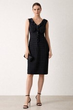 Xsxape Black Scalloped Ruffle Dress