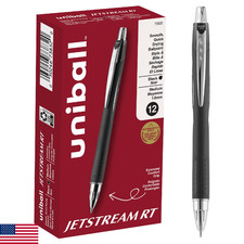 uni-ball Jetstream RT Retractable Ballpoint Pens Medium Point, 1mm, Black, 12 Pa