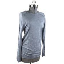 Falke Merino Wool Baselayer Top Womens XL Gray WoolTech Shirt Long Sleeve