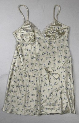 Alouma Y2K Satin Slip Dress Womens Small Floral Lace Trim Lingerie Nightgown