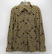 VINTAGE Sears Kings Road Shirt Men Medium Brown 70s Leisure Disco Mod Polka Dots