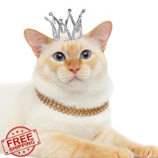 Jetec 4pc Mini Crown Cake Topper, Silver Rhinestone Pearl Tiara