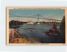 Postcard The SS Kingston Passing Beneath the New International Bridge NY USA