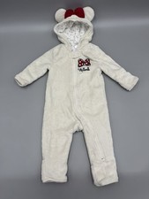 Disney Baby Minnie Mouse One Piece White Fleece Zip Up Hoodie Mouse Ears Bow 18M