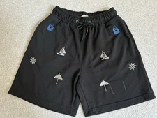 Thom Browne Shorts Men Large Sweat French Terry Fleece Black Nautical Drawstring