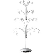 36 Inch Tall Silver Chrome Ornament Display Tree - Holds 24 Cherished Ornaments