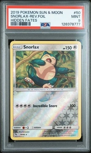Snorlax - 50/68 - Reverse Holo - Hidden Fates - PSA 9 - Pokemon TCG