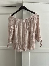 Off-the-Shoulder Top Size Medium Pink White
