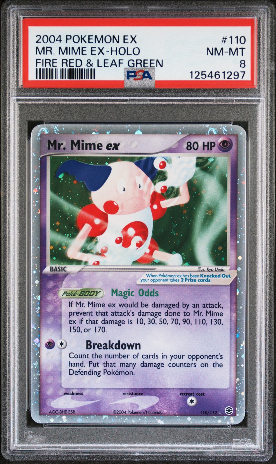 2004 POKEMON EX FIRE RED & LEAF GREEN #110 MR. MIME EX-HOLO PSA 8