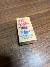 PARTY INVITATION Wood Mounted Rubber Stamp ALL NIGHT MEDIA-Time Date Place RSVP