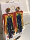 Pride Rainbow Anthropologie Deepa Gurnani Earrings Becka Fringe Chandelier NEW — photo 3
