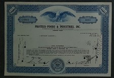 Proteus Foods & Industries, Inc. 1968 100 akcji