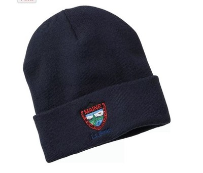 L.L.Bean Maine Patch Beanie Hat Outdoor Solid Navy One Size Fall Winter