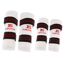 Taekwondo Schienbeinschoner/Beinschoner + Armschoner/Ellbogenschoner Set S Wei&szlig;