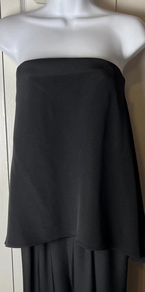 Mono TIBI Sin Tirantes Negro En Capas 100% Seda Elegante Bolsillos Cónicos para Piernas Talla 4 Foto 4 de 4