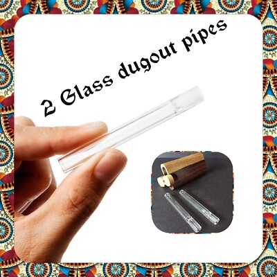 Cigarette Shape GLASS One Hitter Pipe Dugout (2) Smoking Tobacco Pipes 78mm 3''