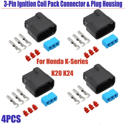 For Honda K-Series K20 K24 3-Pin Ignition Coil Pack Connector Plug Housing 4PCS - Picture 1 of 9