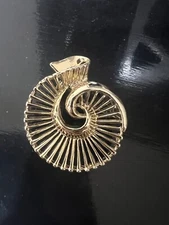 Vintage Gerry's Brand Gold Nautilus Shell Brooch EUC