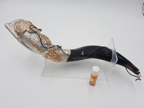 Anointing Oil Shofar Kudu Horn Messianic 16-18" Silver Lion of Judah + stand+oil - Picture 5 of 7