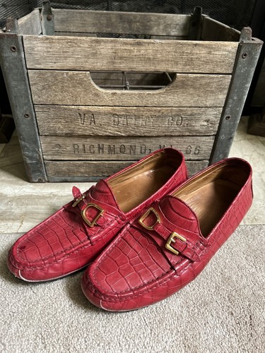 RALPH LAUREN PURPLE LABEL men's red Crocodile loafers shoes US 12 D
