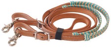 Buffalo Leather Laced Single Reins Natural Leather