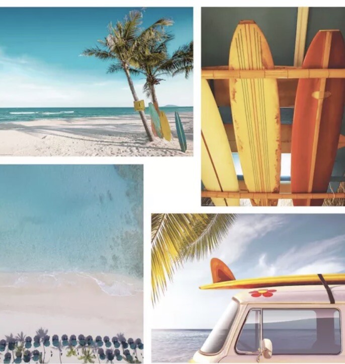 Pack of 4 Ikea BILD Poster Prints Unframed Surfing, Beach, VW Van